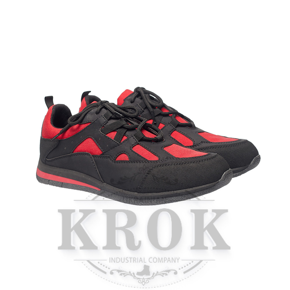 

Кроссовки КROK из нубука 43 черно-красные 4866