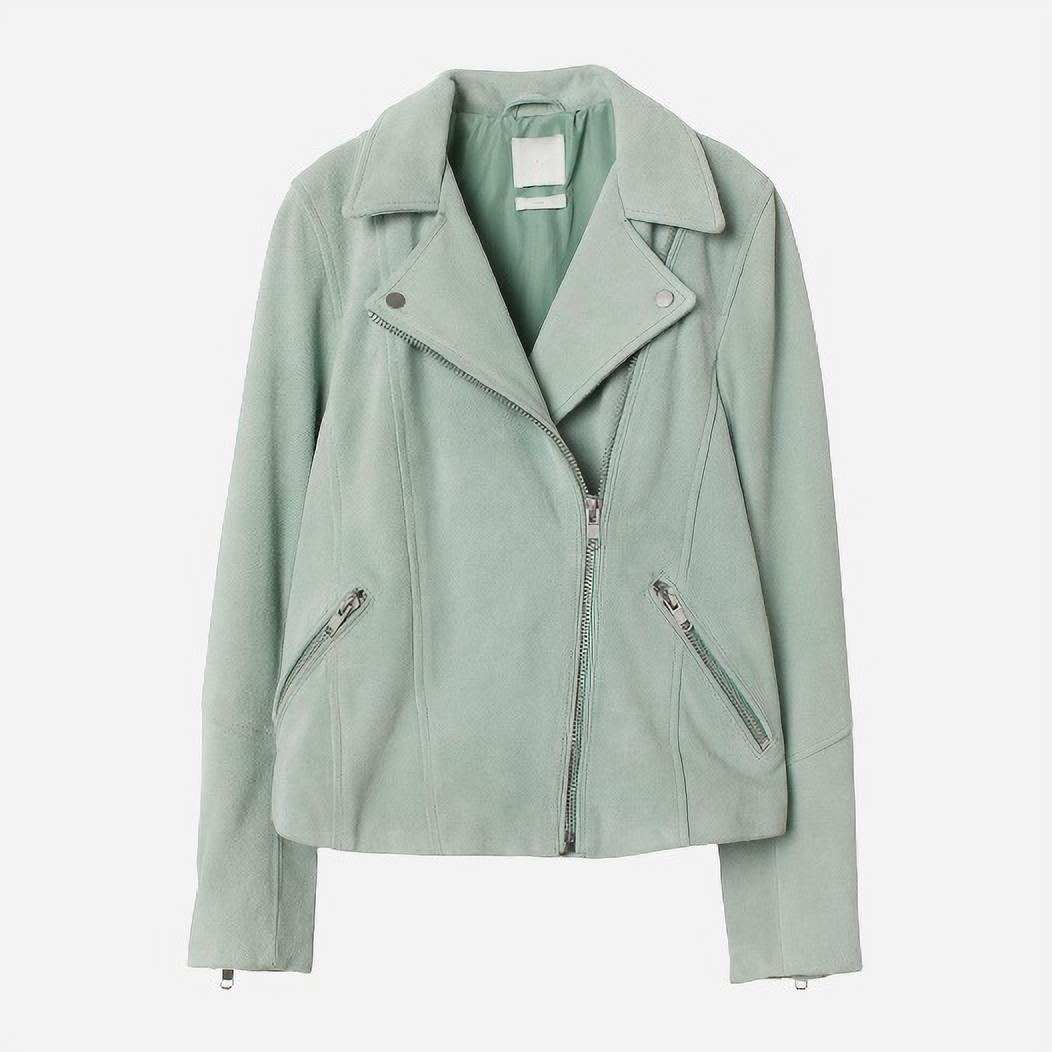 

Замшевая куртка H&M XAZ228124EENZ  Мятная, Замшевая куртка H&M XAZ228124EENZ 38 Мятная