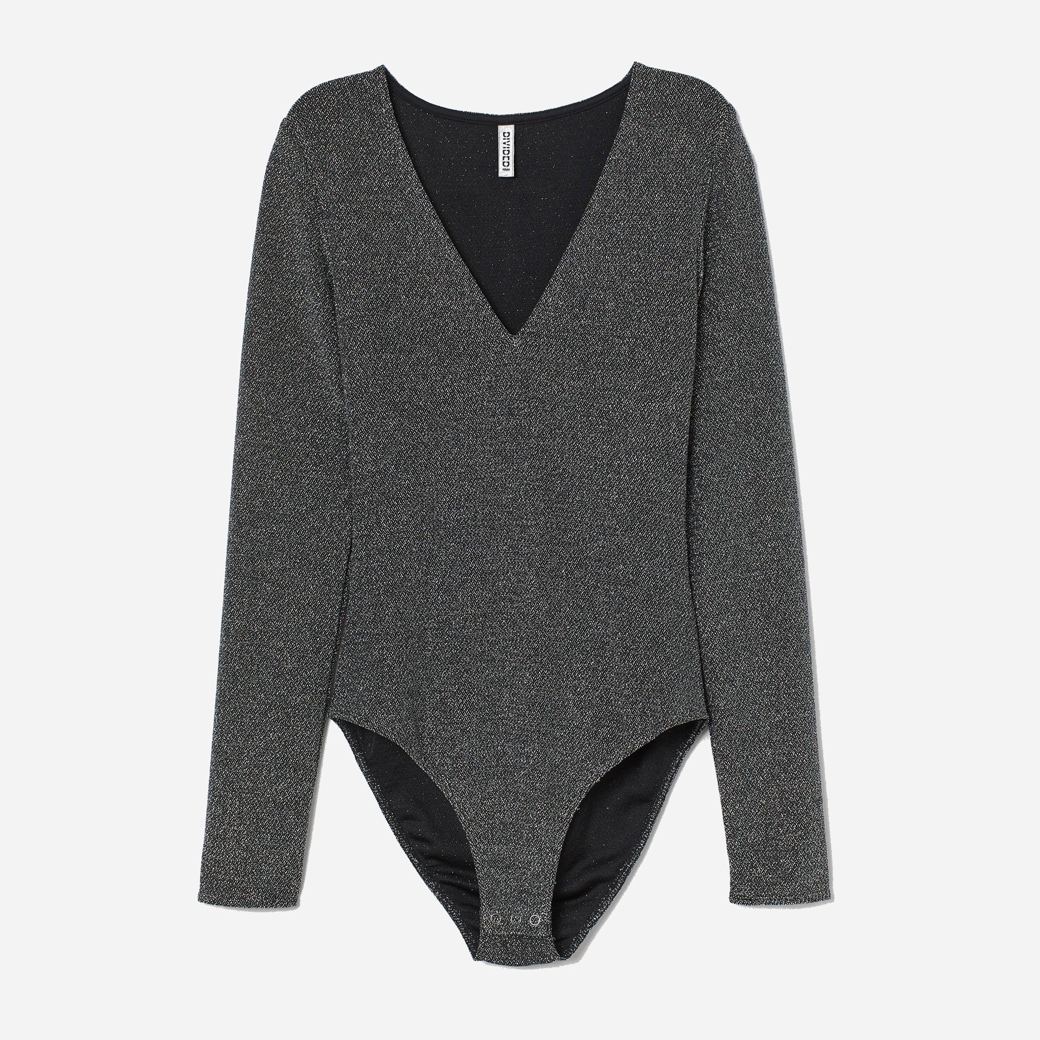 

Боди-блуза H&M XAZ236416VZNF XXS Черная с серебристым