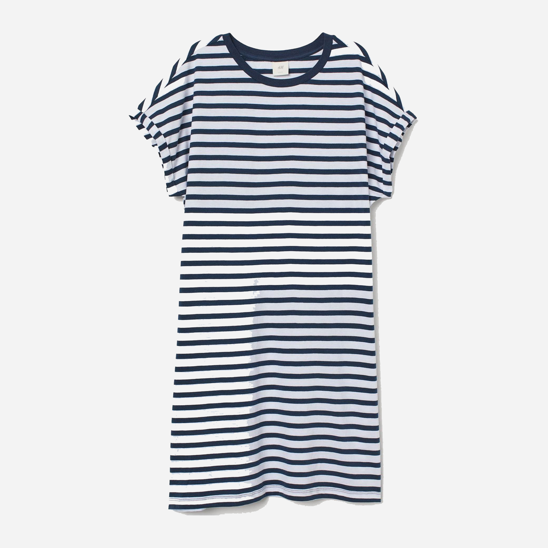 Акція на Сукня-футболка міні літня жіноча H&M 8451811bar S Біла з синім від Rozetka