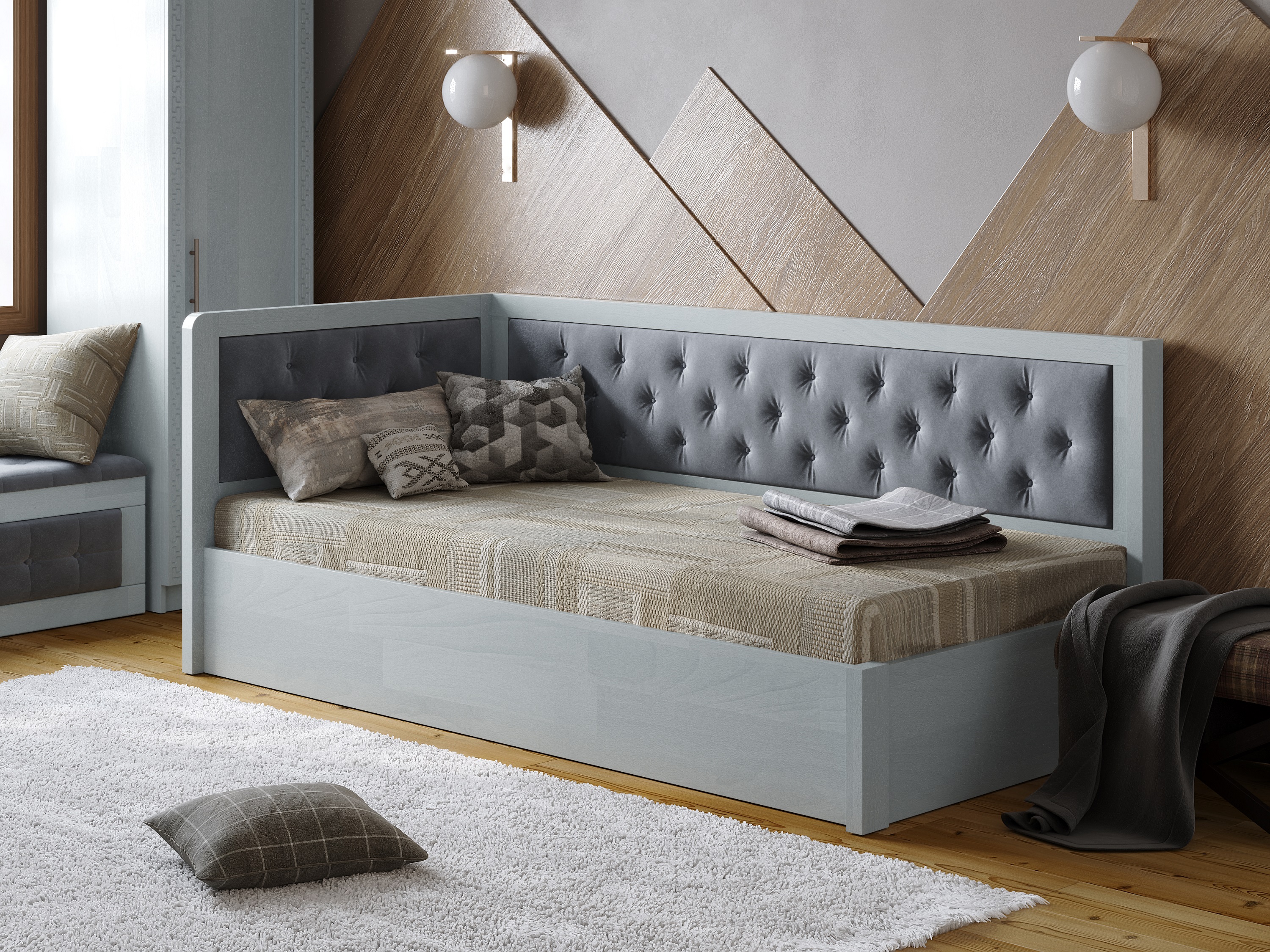 

Кровать Arbordrev Немо люкс М2 (90*200) бук Серый + Riviera 80