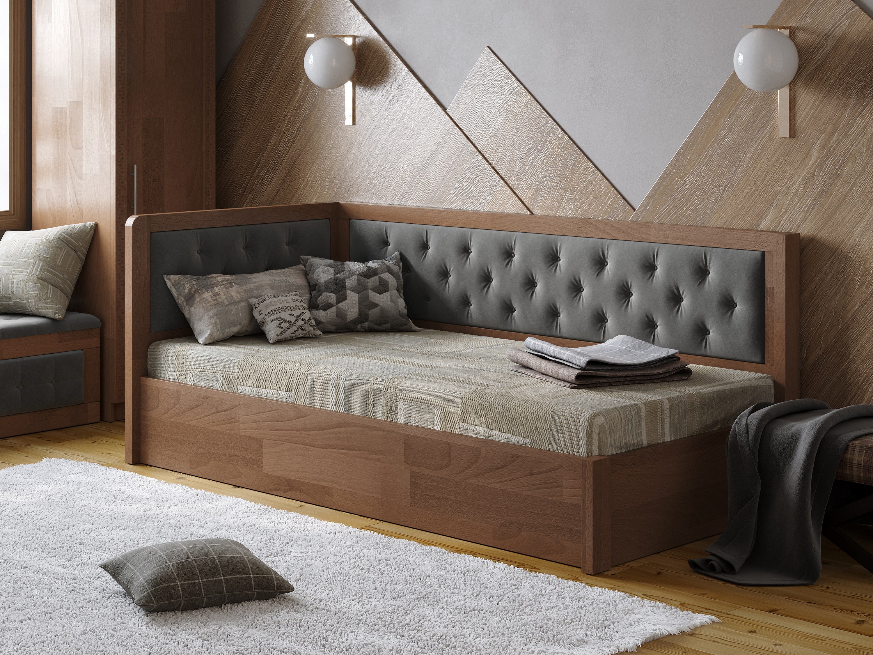 

Кровать Arbordrev Немо люкс М2 (90*200) бук Орех + Riviera 91