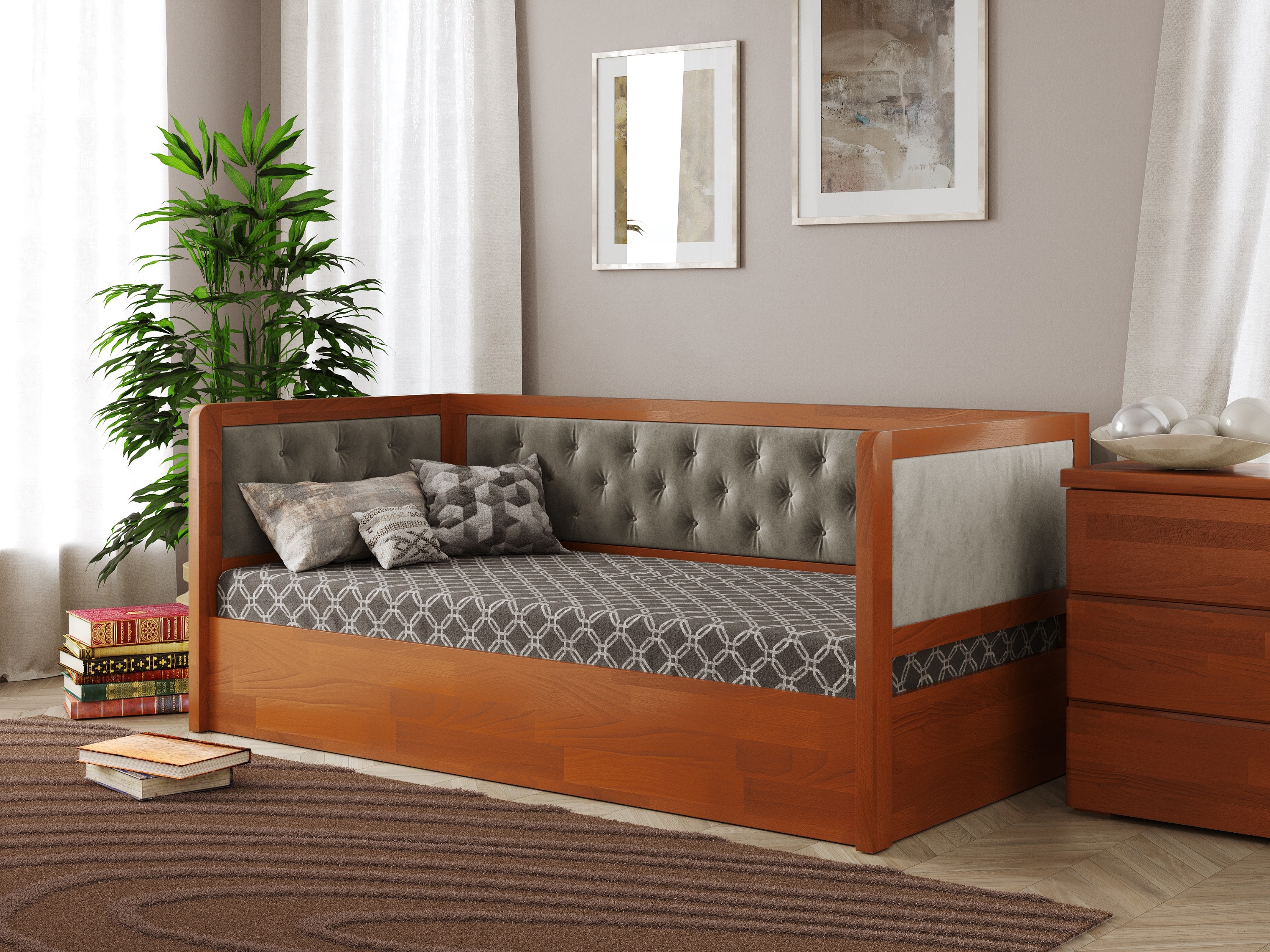 

Кровать Arbordrev Немо люкс М (90*200) бук Ольха + Riviera 21