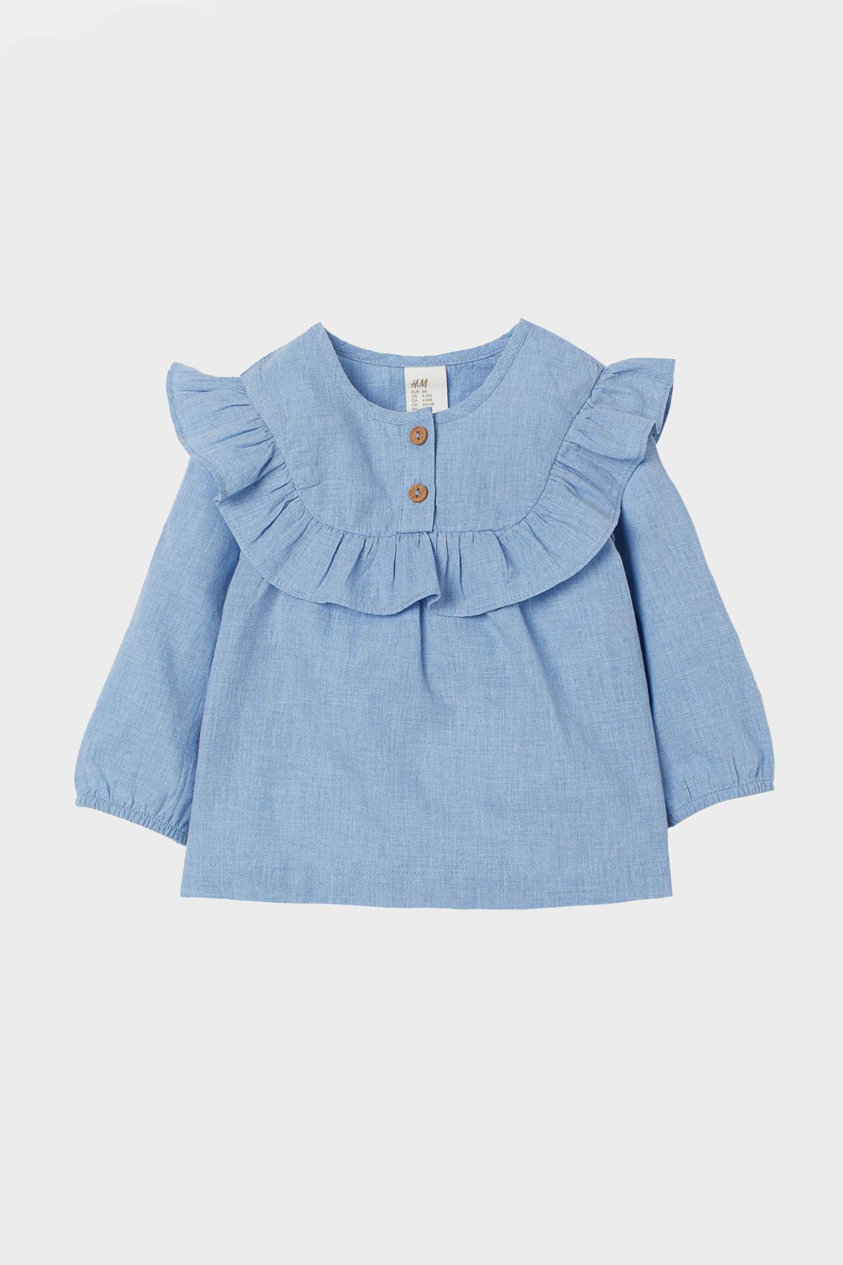 

Блузка с оборками H&M 80 (9-12m) Голубая (6151-08318650012)