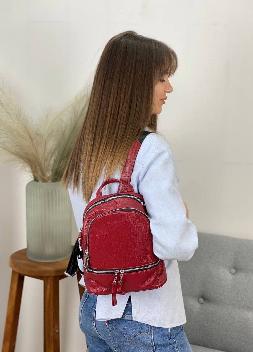 

Рюкзак женский кожаный Magicbag 25 22 8 см красный