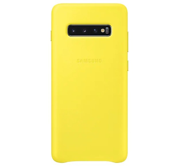 

Оригинальный защитный кожаный чехол бампер накладка Leather Cover для Samsung Galaxy S10 + Plus (G975) EF-VG975LYEGRU - Yellow