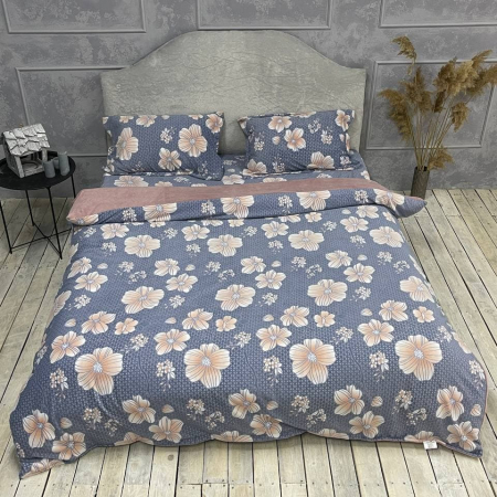

Плюшевое постельное белье микрофибра Cappone Цветы 160х200 см Какао