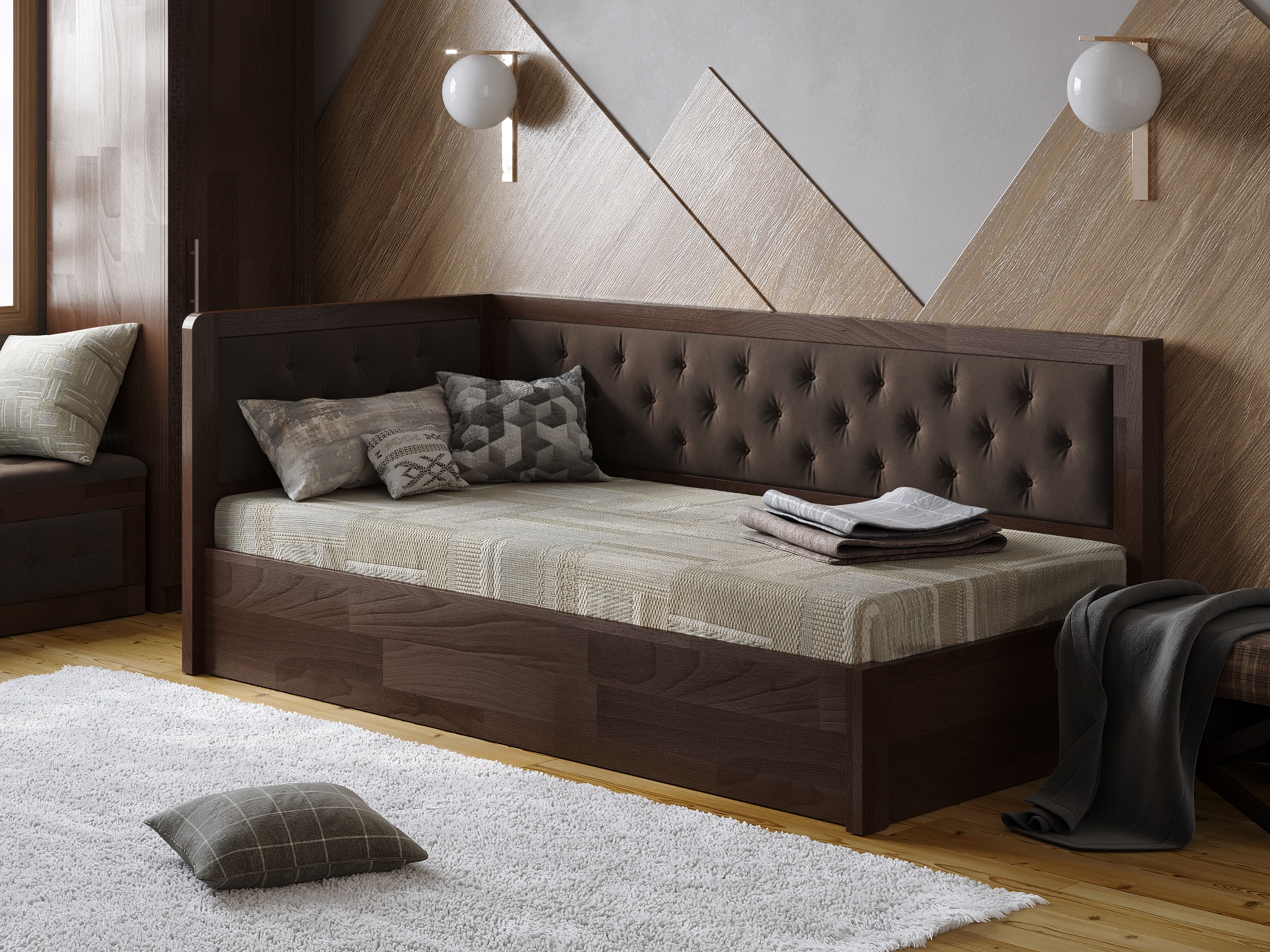 

Кровать Arbordrev Немо люкс М2 (90*200) сосна Темный Орех