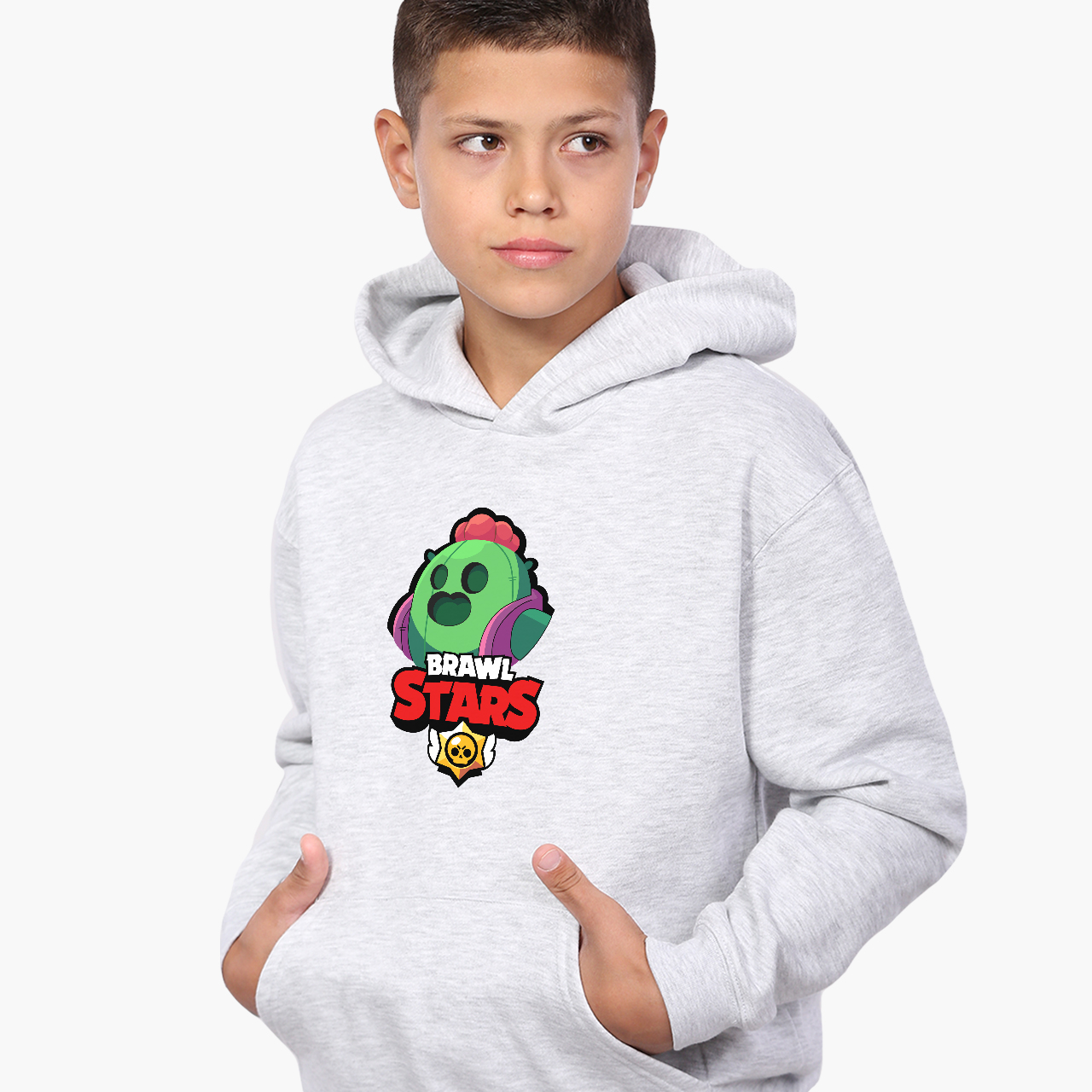 

Худи детский Бравл Старс (Brawl Stars) Светло-серый меланж (9298-1030) 140 см