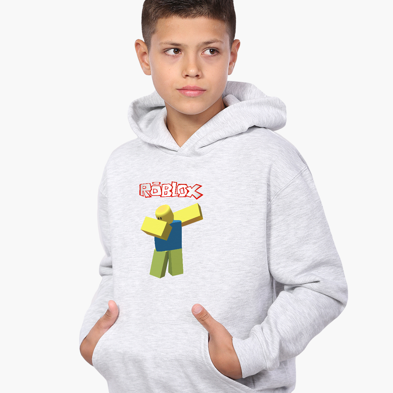 

Худи детский Роблокс (Roblox) Светло-серый меланж (9298-1707) 164 см