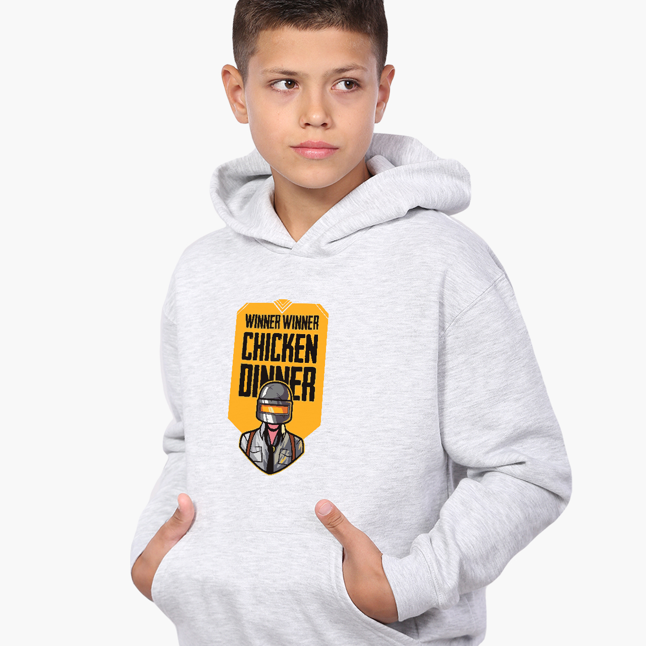 

Худи детский ПАБГ (PUBG) Светло-серый меланж (9298-1182) 164 см