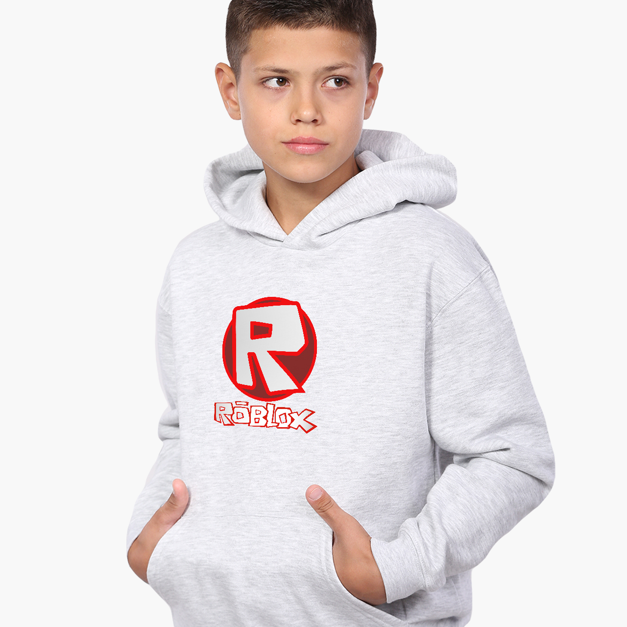 

Худи детский Роблокс (Roblox) Светло-серый меланж (9298-1708) 116 см