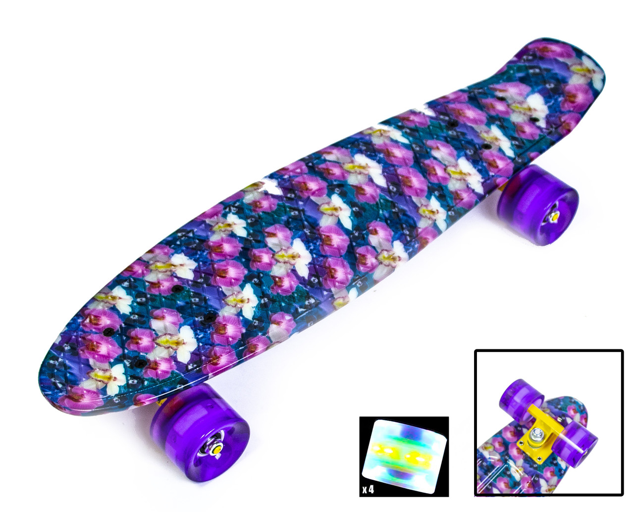 

Пенни борд (Penny Board) 22" со светящимися колёсами, Орхидея