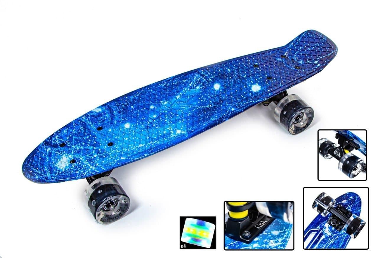 

Пенни борд (Penny Board) 22" Fish со светящимися колёсами, Spice