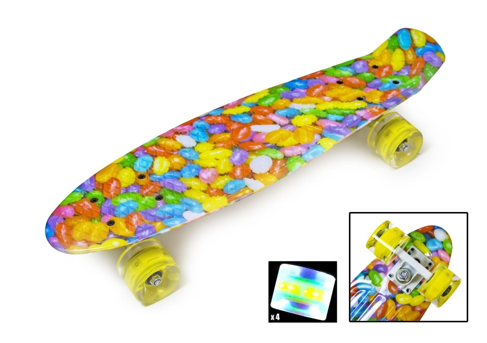 

Пенни борд (Penny Board) 22" со светящимися колёсами, Карамель