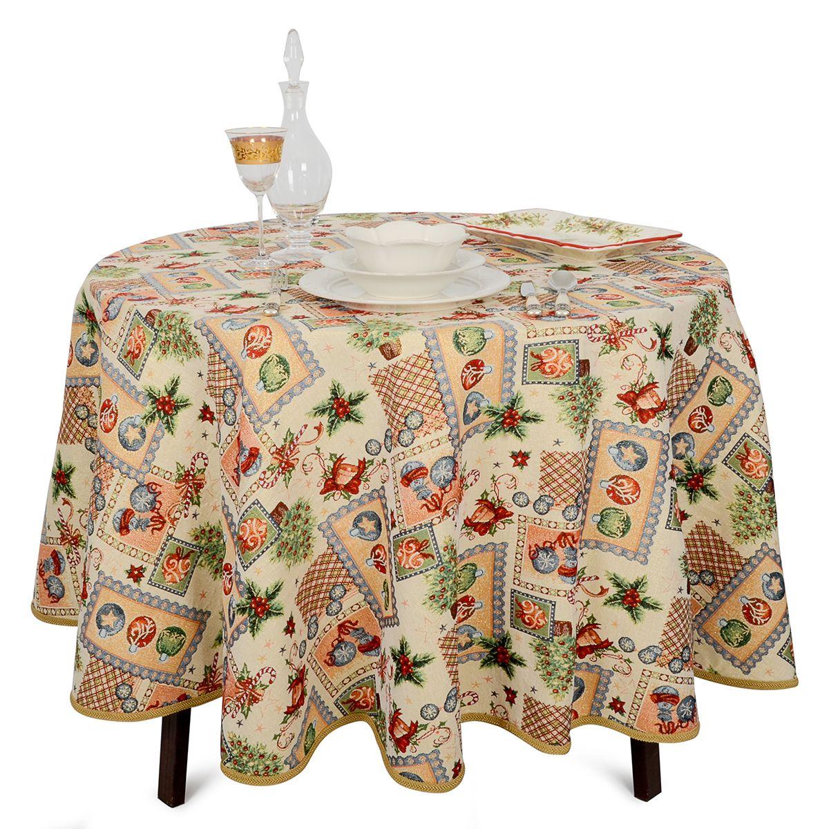 

Скатерть на круглый стол новогодняя гобеленовая "Семейный праздник" Villa Grazia d220