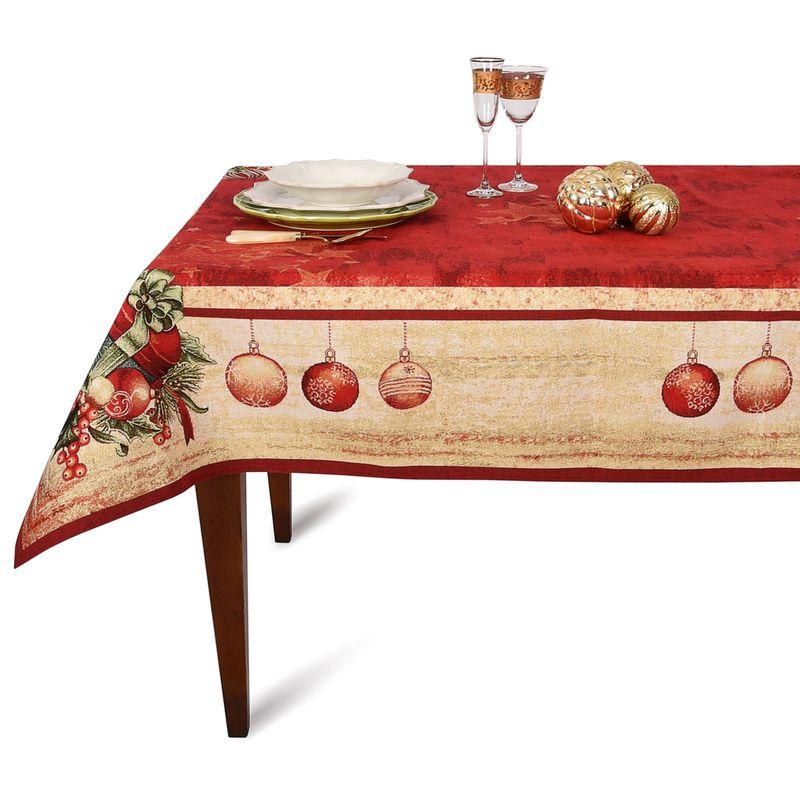 

Гобеленовая новогодняя скатерть с водоотталкивающей пропиткой "Рождественские звезды" 140х350