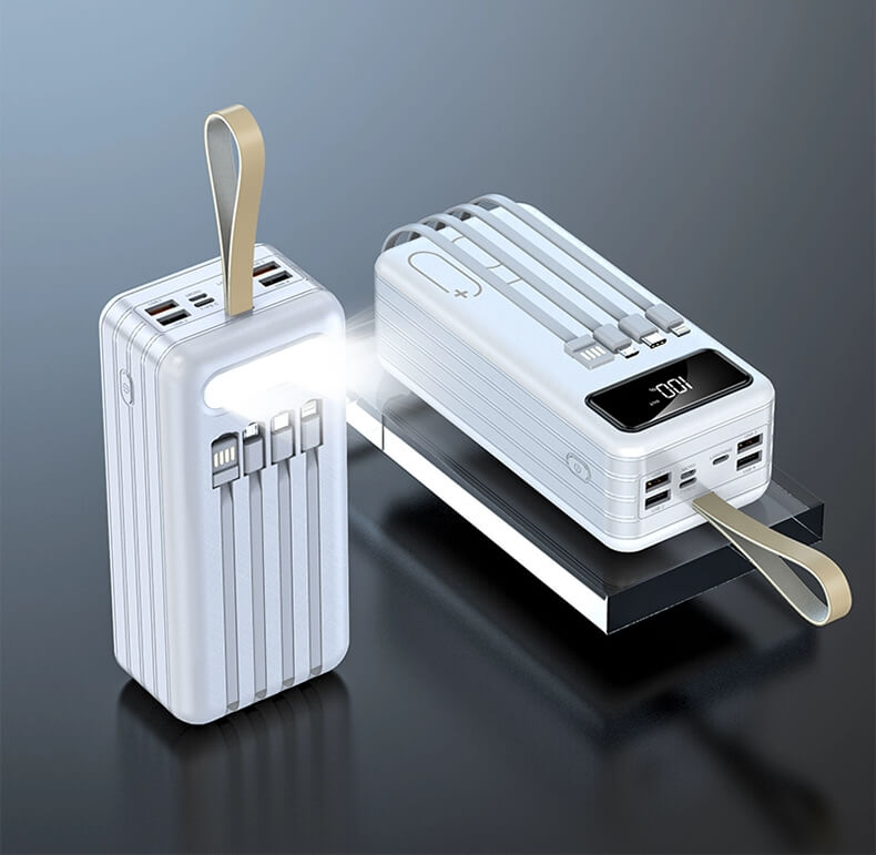 

Powerbank iBattery с емкостью 50000 mAh white со встроенным кабелем
