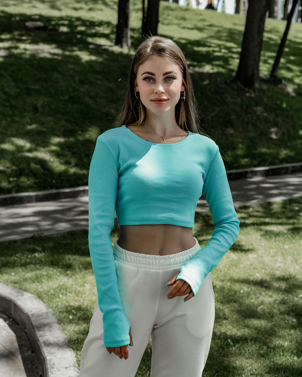 

Футболка Жіноча Укорочена Топ З Довгим Рукавом Intruder Трикотаж Рібана Бірюзовий  (001SAG 2020, Футболка Жіноча Укорочена Топ З Довгим Рукавом Intruder Трикотаж Рібана Бірюзовий S (001SAG 2020)