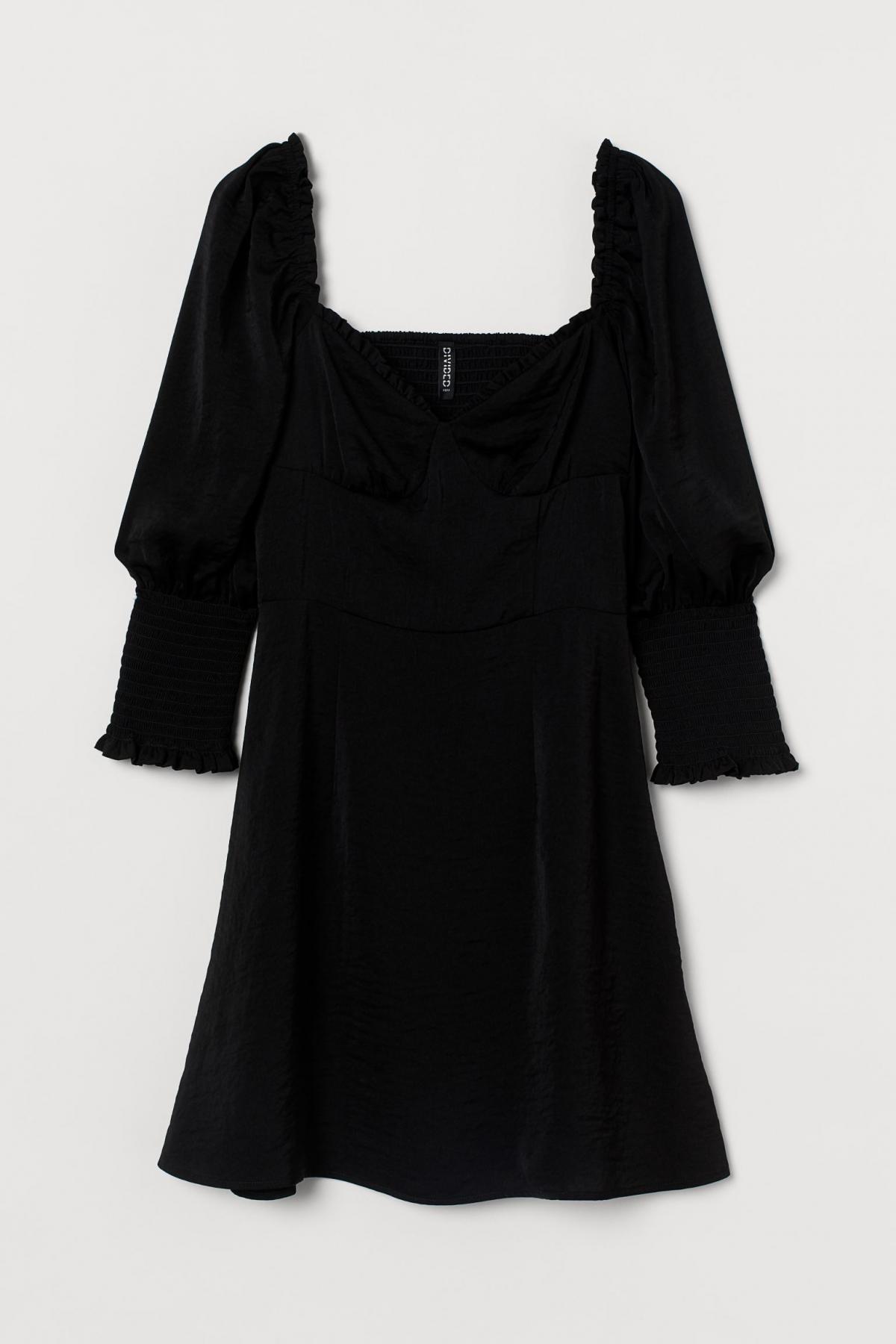 

Атласное платье H&M  Черное 0932888001, Атласное платье H&M 44 Черное 0932888001