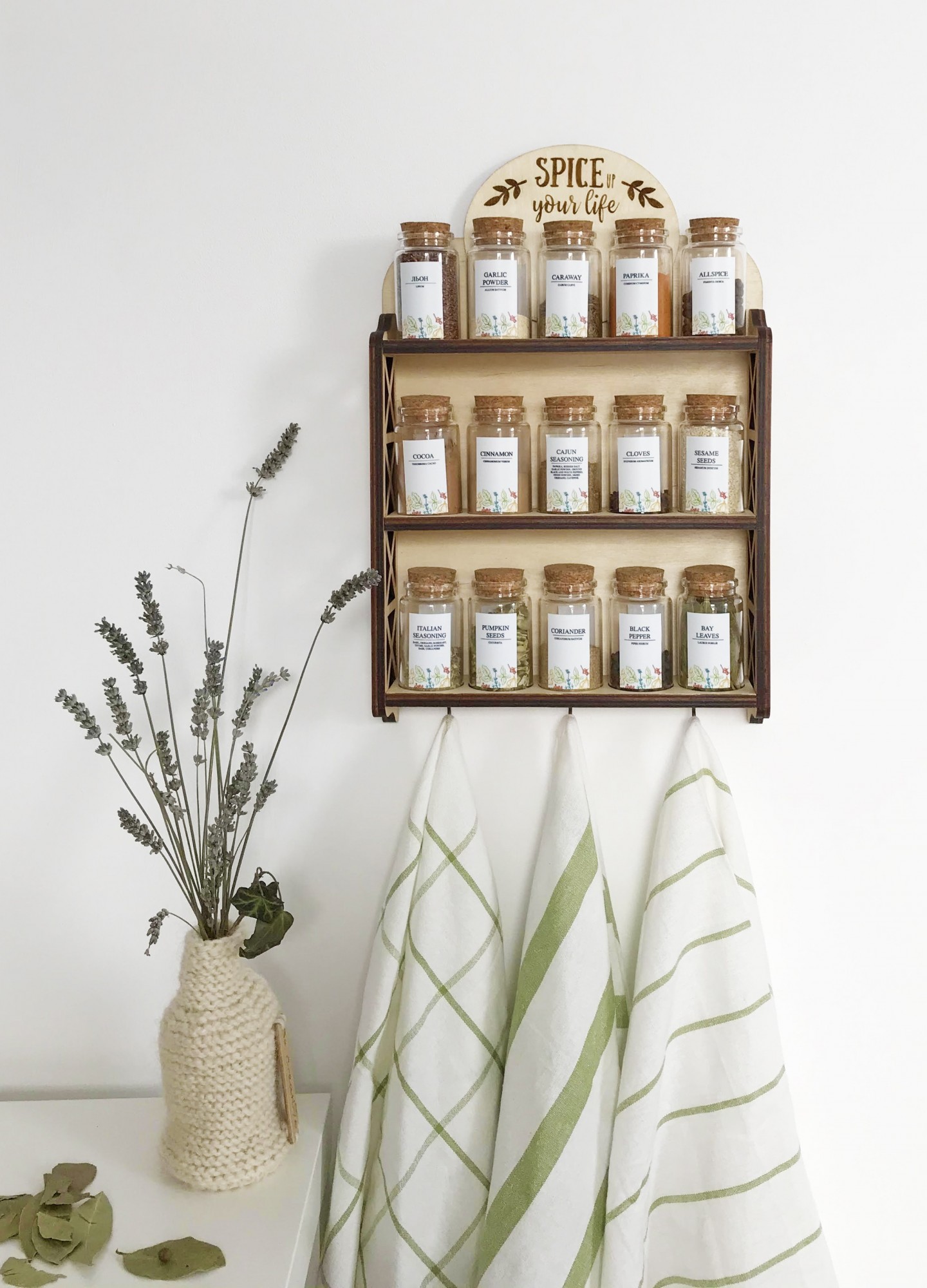 

Набор для специй Spice up your life Should Buy Wood Натуральное дерево c металлическими крючками 50х27х6