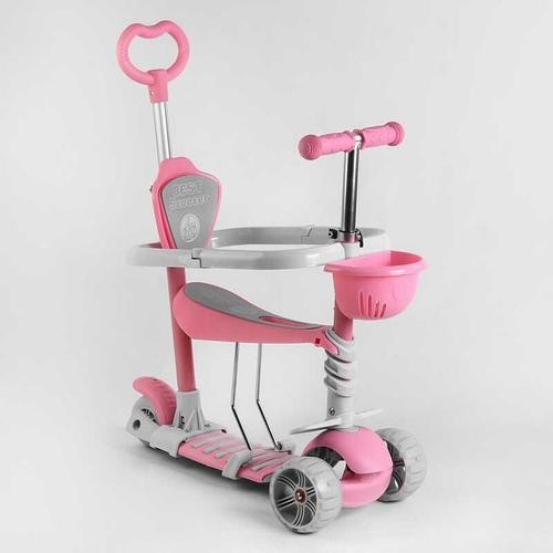 

Самокат Best Scooter 5 в 1 розово серый с бортиком В 1069