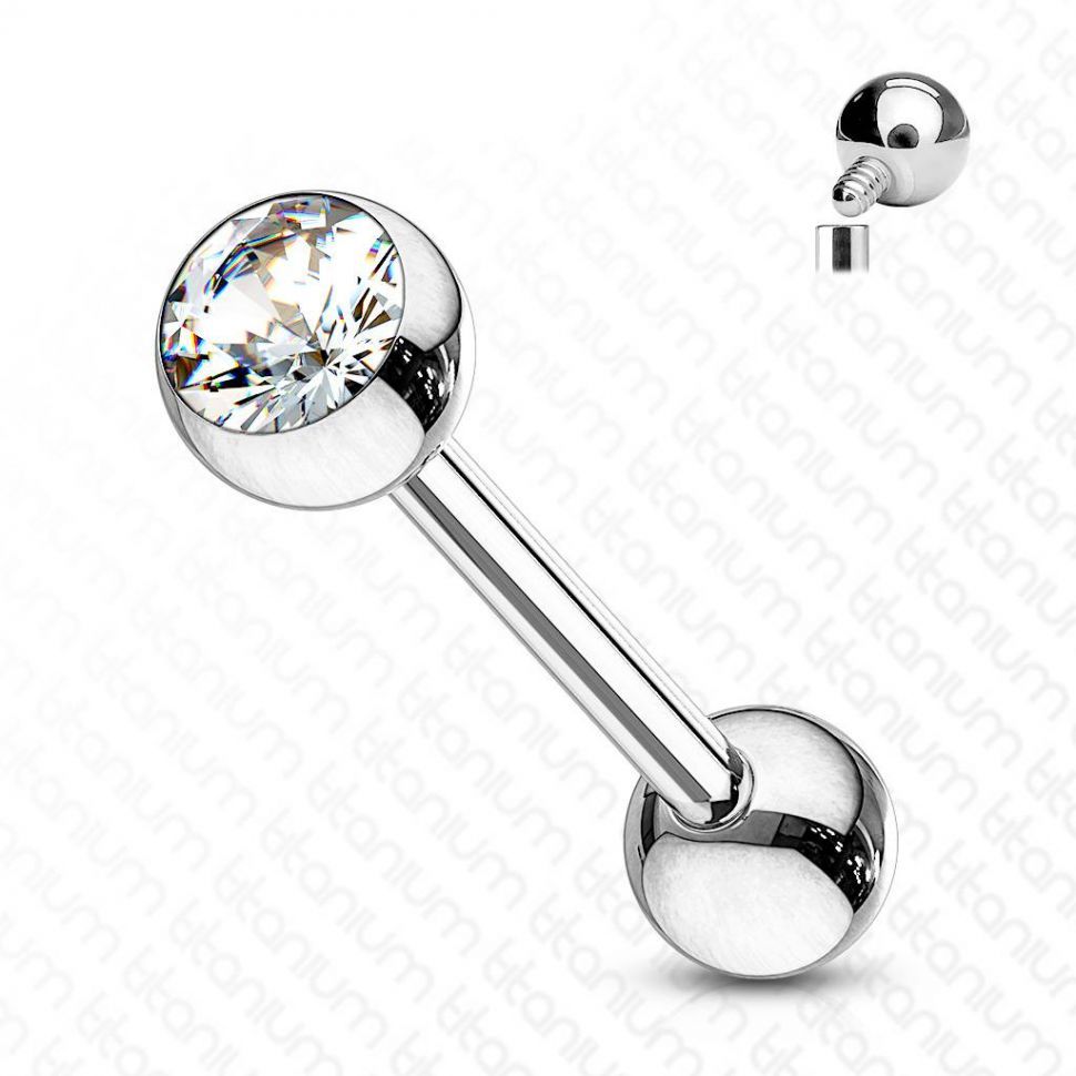 

Штанга из титана для пирсинга разных частей лица и тела с фианитом PiercedFish TIB03 (от 6 до 22 мм) (Штанга 10 мм, 1.6 мм, шар 4 мм)