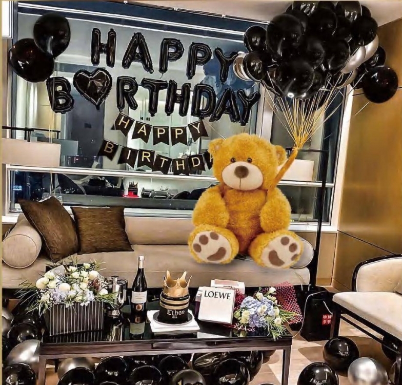 

Набор воздушных шаров для фото на день рождения Happy Birthday (черный) DTMA