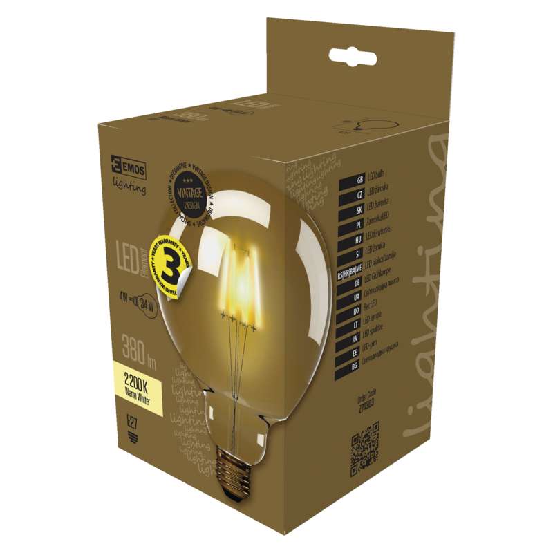 

Светодиодная лампа Emos LED Filament Vintage G125 4W 2200K E27 (Z74303)