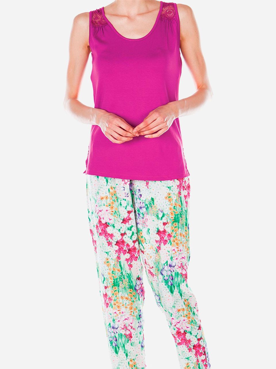 Акция на Піжама (майка + штани) жіноча великих розмірів DoReMi 002-000230 L/XL Пурпурова от Rozetka