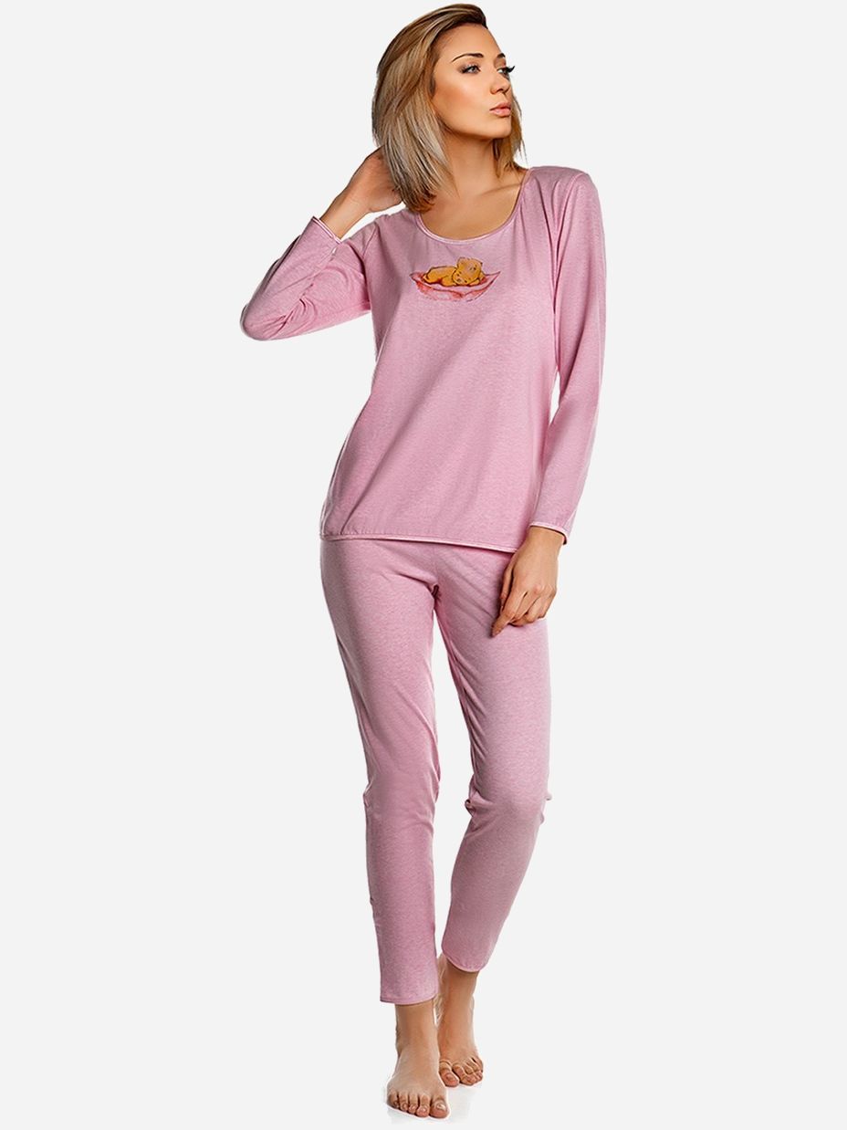Акція на Піжама (лонгслів + штани) жіноча великих розмірів DoReMi 002-000235 L/XL Рожева від Rozetka