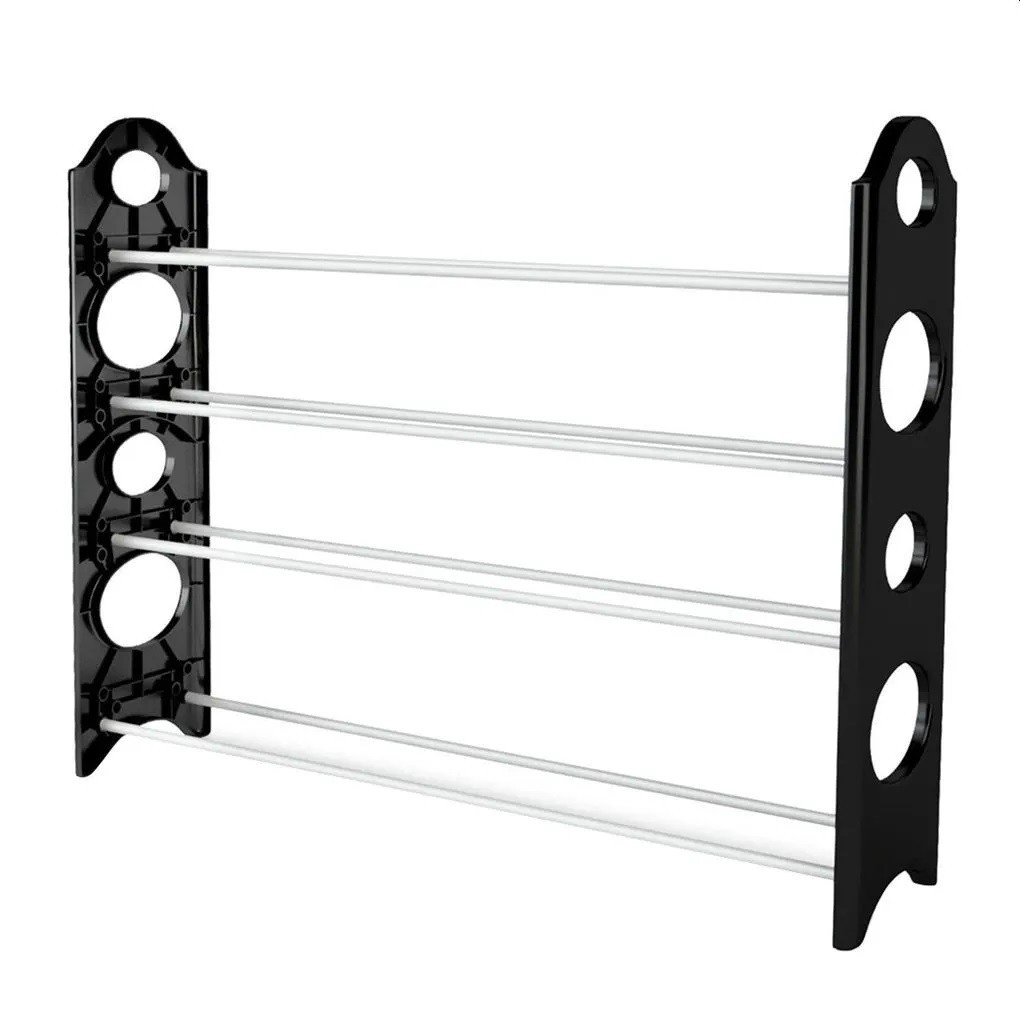 

Полка подставка для обуви Amazing Stackable Shoe Rack 4 полки 12 пар, еапольный органайзер для хранения обуви, для дома Черный