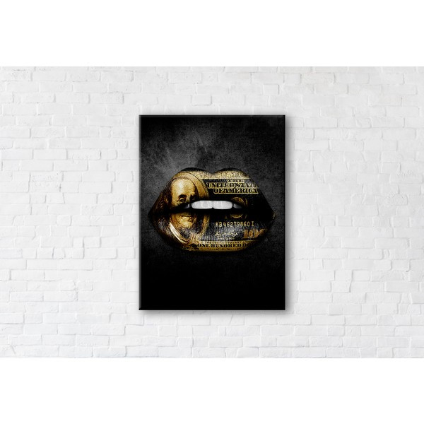 

Картина на холсте прямоугольная I-Art Golden Money Lips 110x145см