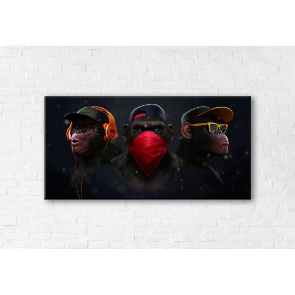 

Картина на холсте прямоугольная I-Art Trio Of Monkeys 70x140см