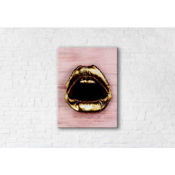 

Картина на холсте прямоугольная I-Art Golden Lips 45x60см