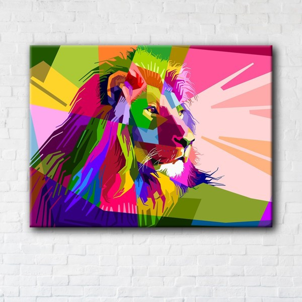 

Картина на холсте прямоугольная I-Art Lion Wpap 90x120см