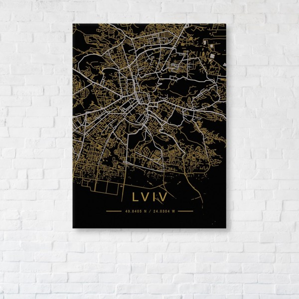 

Картина на холсте прямоугольная I-Art Lviv Gold Map 45x60см