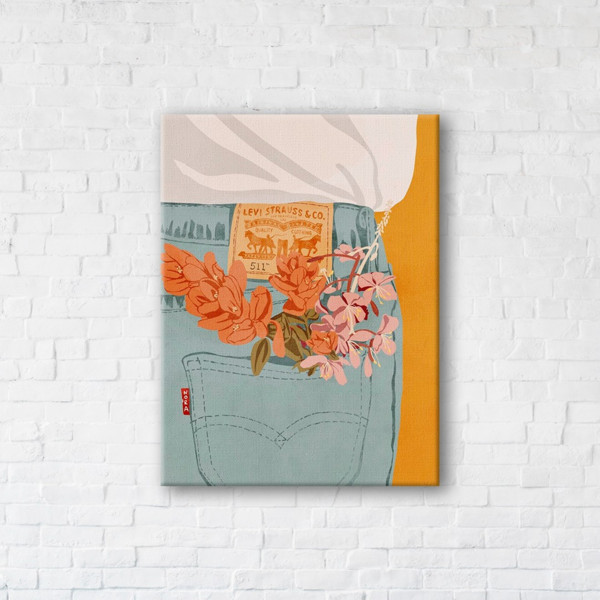 

Картина на холсте прямоугольная I-Art Pocket with flowers 75x100см