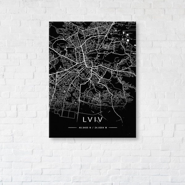 

Картина на холсте прямоугольная I-Art Lviv Black Map 110x145см