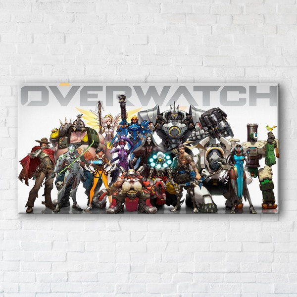 

Картина на холсте прямоугольная I-Art Overwatch All Heroes 50x100см