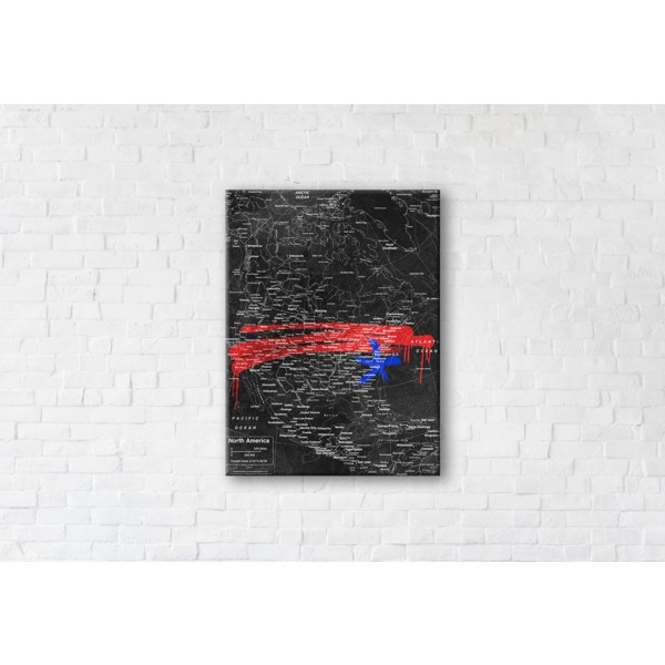 

Картина на холсте прямоугольная I-Art Usa Map Black 110x145см