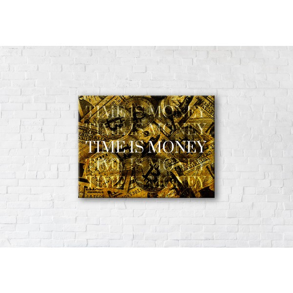 

Картина на холсте прямоугольная I-Art Time is money Gold 110x145см