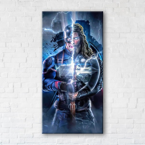 

Картина на холсте прямоугольная I-Art Thor and Captain America 60x120см