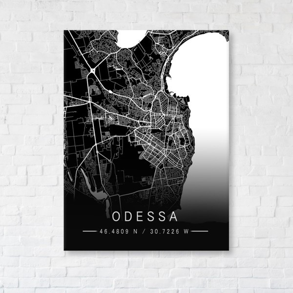

Картина на холсте прямоугольная I-Art Odessa Black Map 45x60см