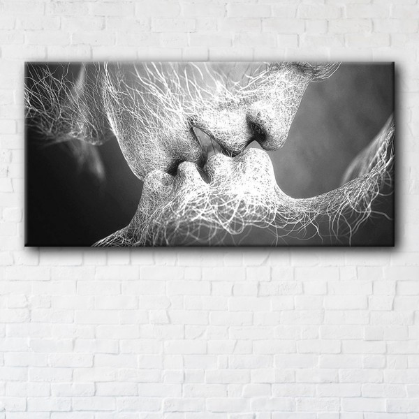 

Картина на холсте прямоугольная I-Art Black and White Kiss 90x180см