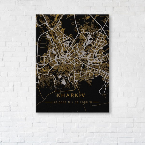 

Картина на холсте прямоугольная I-Art Kharkiv Gold Map 110x145см