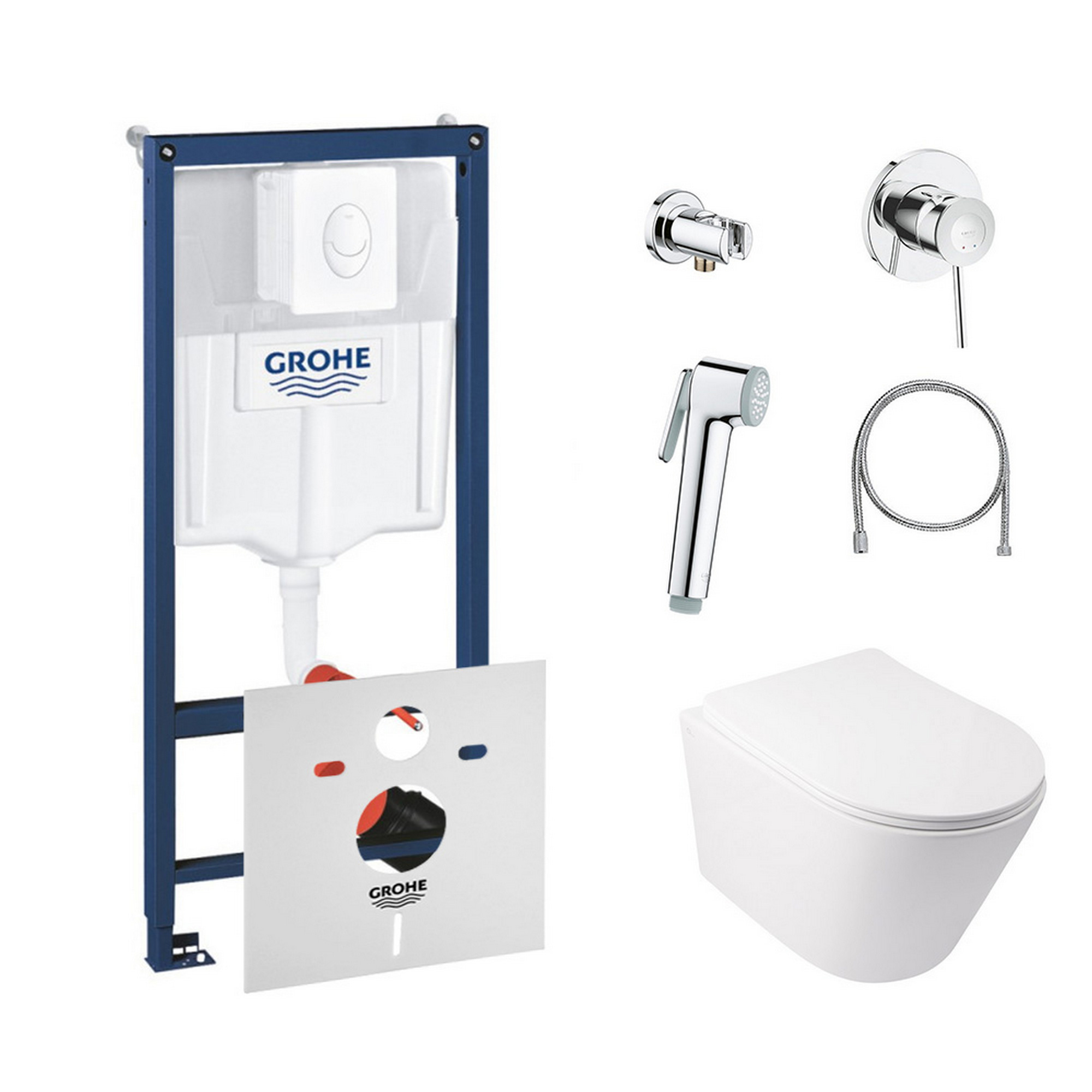 

Комплект инсталляция Grohe Rapid SL 38722001 + унитаз с сиденьем Qtap Swan QT16335178W + набор для гигиенического душа со смесителем Grohe BauClassic 111048