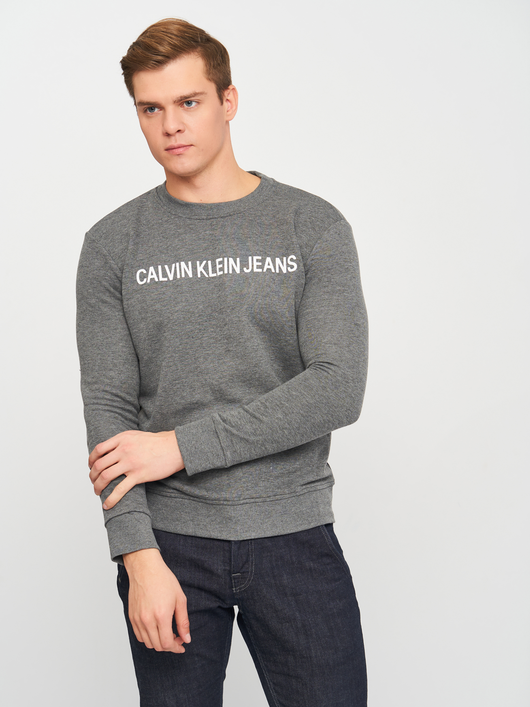 Акція на Світшот Calvin Klein Jeans 10796.2 S (44) Темно-сірий від Rozetka