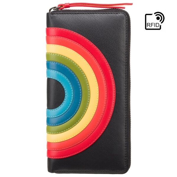 

Кожаный женский кошелек Visconti HR82 Von c RFID (Black Rainbow)