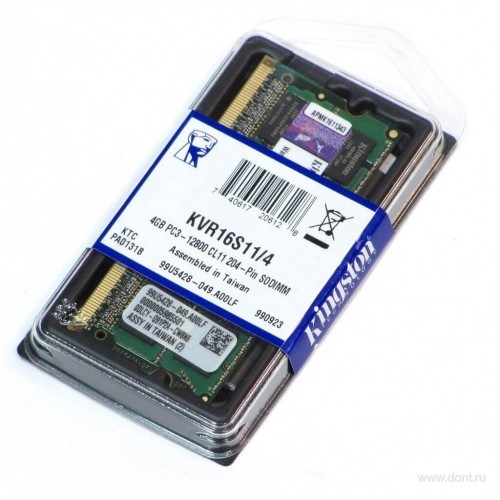 

Оперативная память Kingston SODIMM DDR3-1600 4096MB PC3-12800 (KVR16S11/4G)